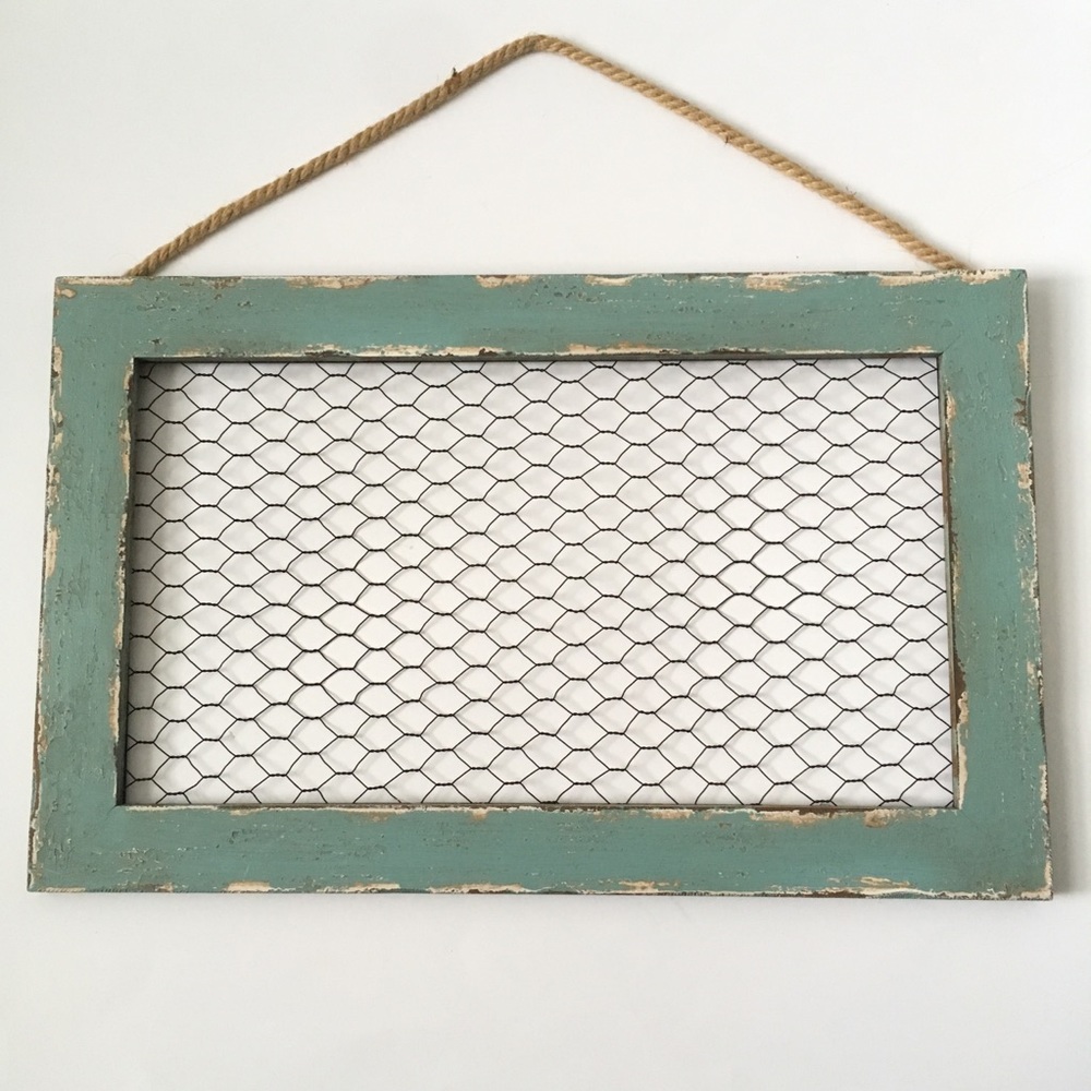 Farmhouse Rustic Wood and Chicken Wire Frame